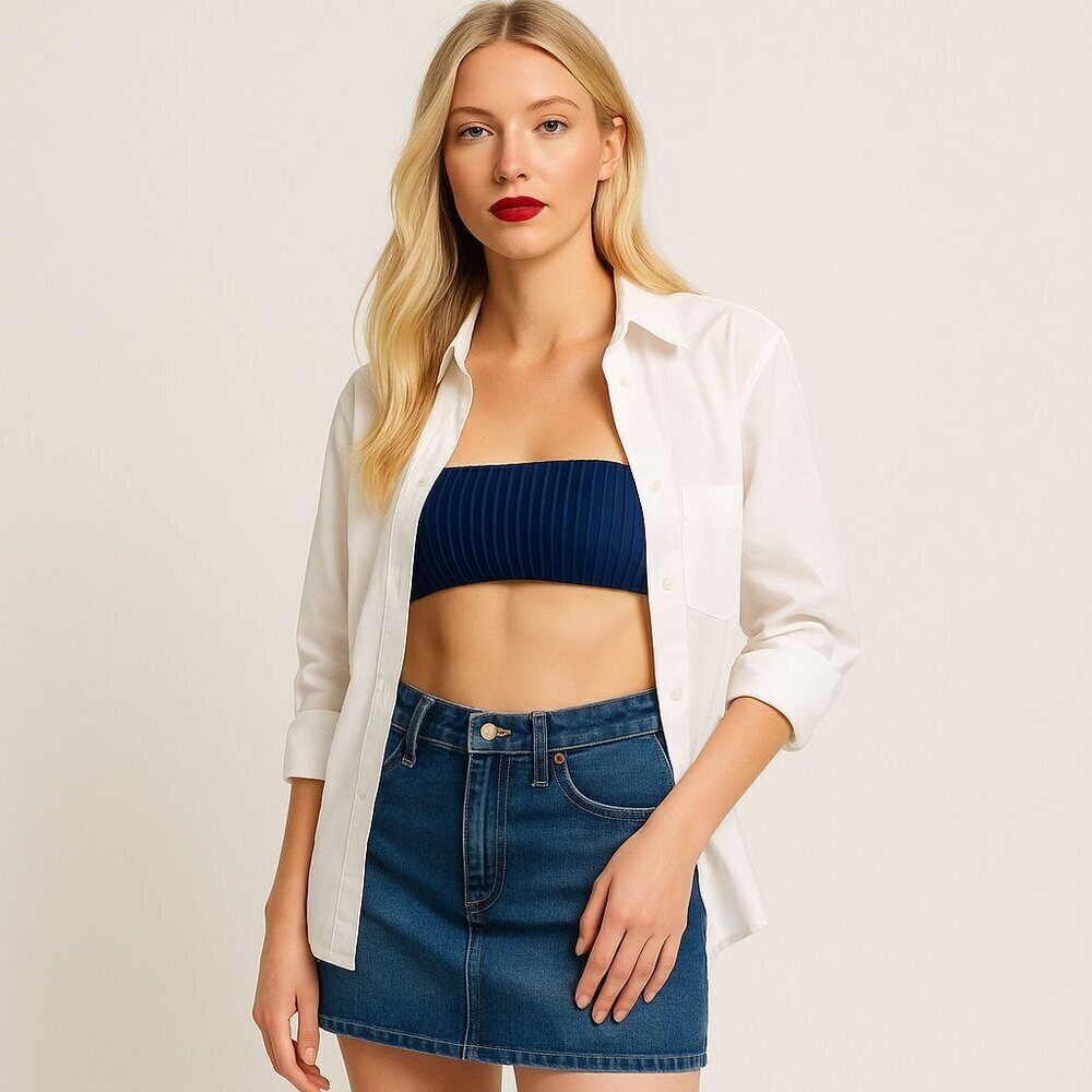 Azura Australia NWT Textured Pintuck Bandeau Bikini Top